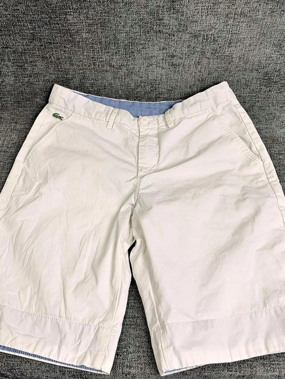 Lacoste L!VE Shorts Mens 32 White Classic Fit Chino Cotton Golf Summer Wear